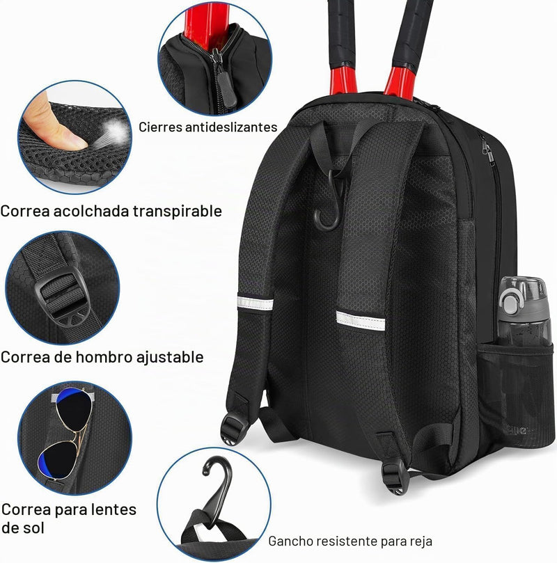 Ytonet - Mochila de tenis para mujer y hombre, 2 raquetas