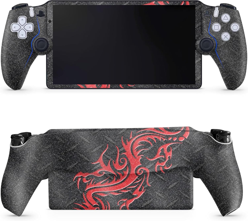 Glossy Glitter Gaming Skin Compatible with PS5 Portal Remote Player - Red Dragon - Premium 3M Vinyl Protective Wrap Deca