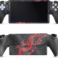 Glossy Glitter Gaming Skin Compatible with PS5 Portal Remote Player - Red Dragon - Premium 3M Vinyl Protective Wrap Deca