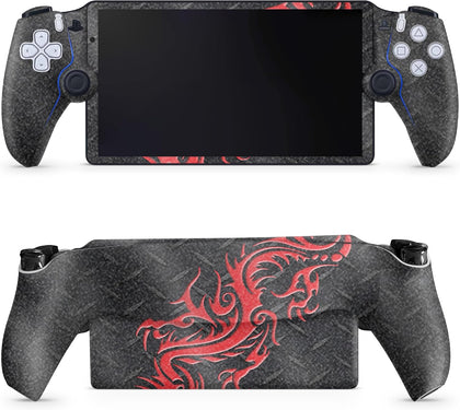 Glossy Glitter Gaming Skin Compatible with PS5 Portal Remote Player - Red Dragon - Premium 3M Vinyl Protective Wrap Decal Cover - Easy to Apply | Crafted in The USA by MightySkins