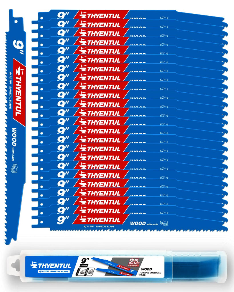 25 Pack 9 in Stud and Nail Sawzall Blades,Demo Demon Bi-Metal Demolition Reciprocating Saw Blade for Nail-Embedded Wood