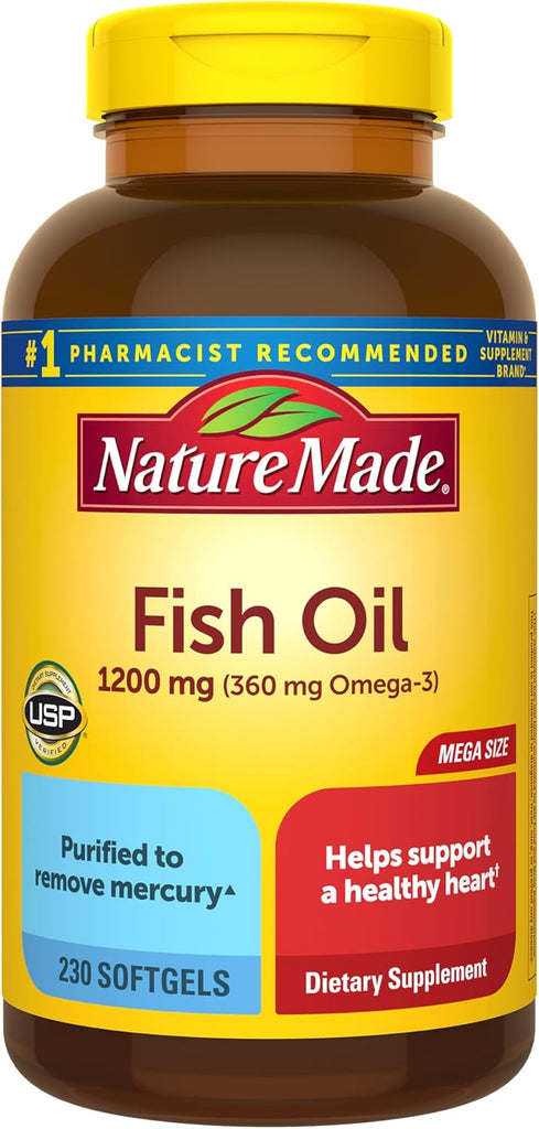 Nature Made Fish Oil Omega 3 Supplements, 1200 mg Softgels, 230 Softgels
