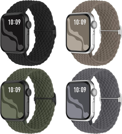 Suitisbest 4 Pack Braided Stretchy Band Compatible with Apple Watch Bands Women Men