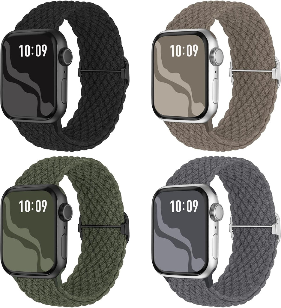 Suitisbest 4 Pack Braided Stretchy Band Compatible with Apple Watch Bands Women Men