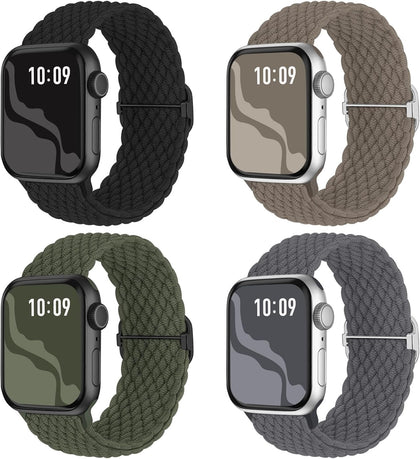 Suitisbest 4 Pack Braided Stretchy Band Compatible with Apple Watch Bands Women Men