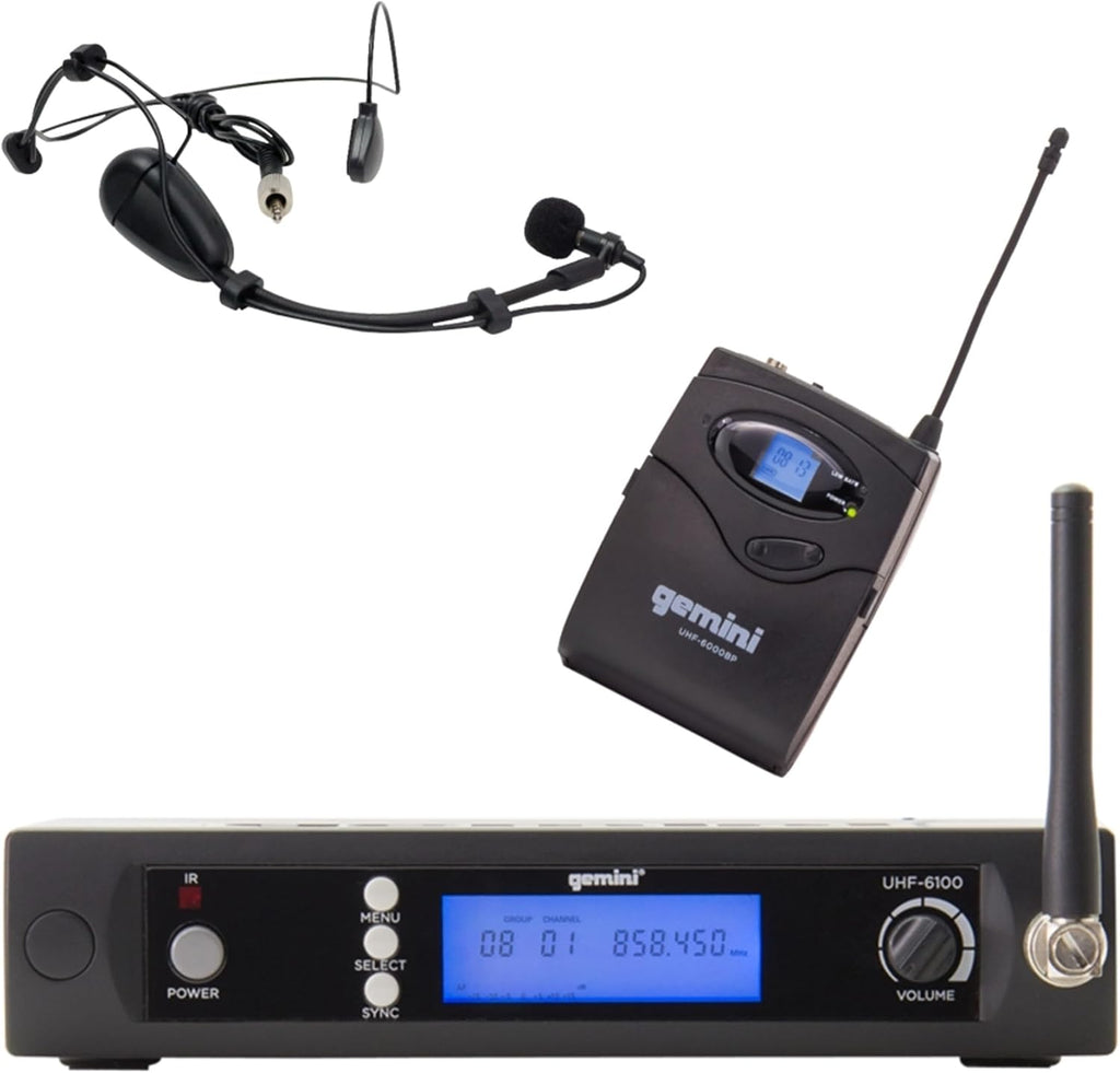 Gemini UHF Wireless Headset & Lavalier Mic System, 240 ft (UHF-6100HL)