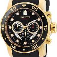 Invicta Men's 6981 Pro Diver Collection Chronograph Black Dial Black Dress Watch - 48 mm / Gold