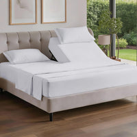 Flex Top Split Head King 4 Piece Sheet Set - Ultra-Soft, Breathable - White