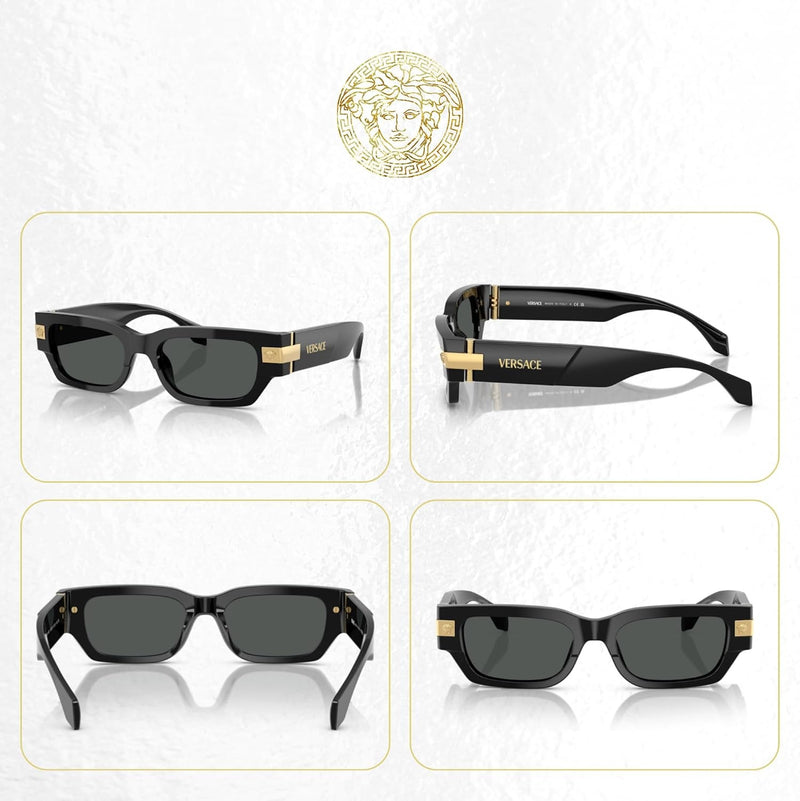 Versace VE4465 Rectangular Sunglasses for Men +BUNDLE with ACCESSORY EYEWEAR KIT