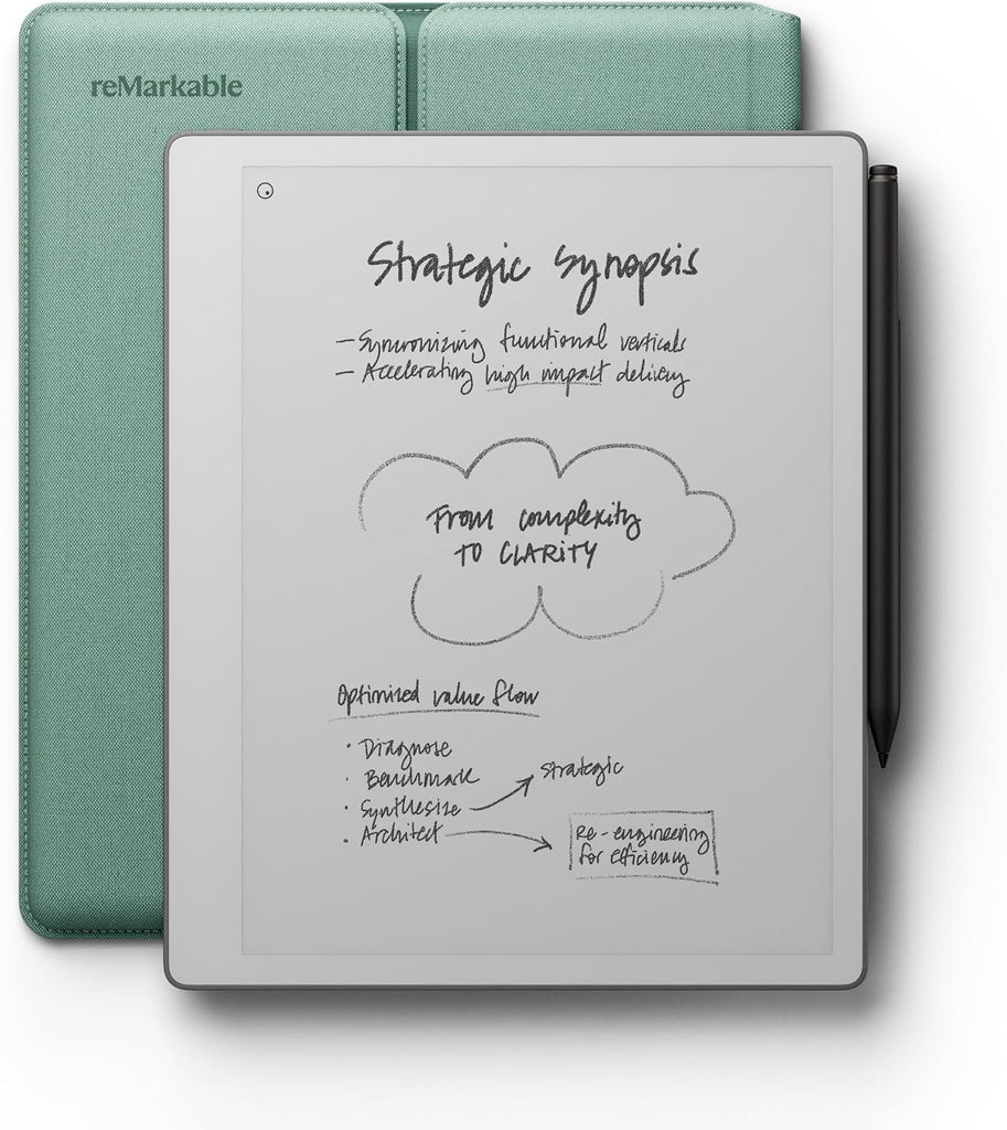 reMarkable Paper Pure with Marker Plus and Mist Green Sleeve Folio