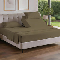 Flex Top Split Head King 4 Piece Sheet Set - Ultra-Soft, Breathable - Khaki