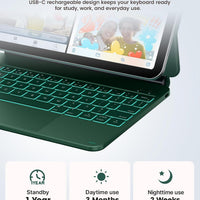 Funda con Teclado typecase Edge para iPad 11" (A16) / 10.ª Gen - Verde Medianoche