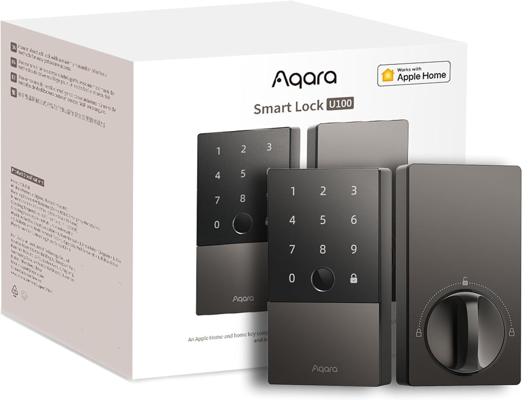 Aqara Smart Lock U100, Apple Home Key, Fingerprint Deadbolt, Gray