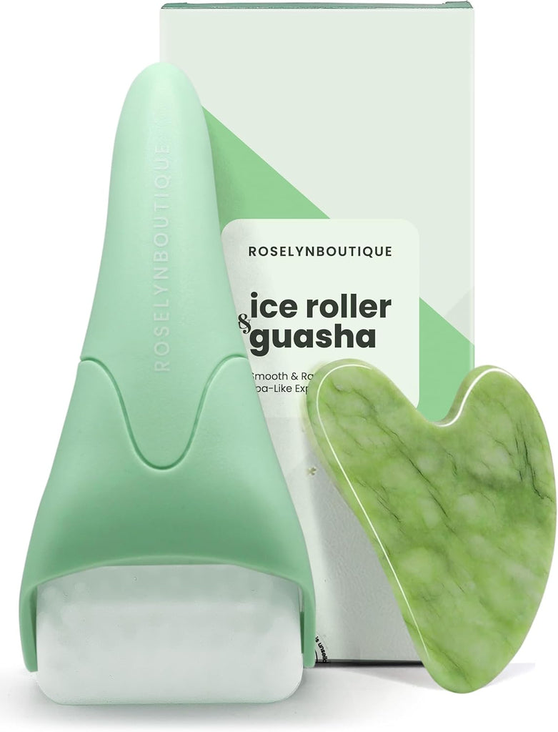 ROSELYNBOUTIQUE Gua Sha Facial Tools & Ice Roller for Face (Green)