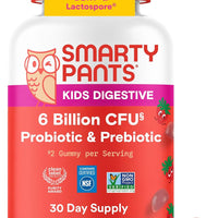 SmartyPants Kids Probiotic & Prebiotic Gummies for Digestive Health: Gut Health Supplement, Clinically Studied Prebiotic for Immune Support, Strawberry, 60 Count (30 Day Supply)