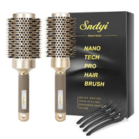 Sndyi Nano Thermal Ceramic & Ionic Tech Round Hair Brush with Boar Bristles, Professional Barrel Brush for Styling, Curl