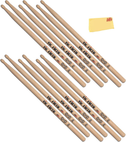Vic Firth Signature Series Chris Coleman Drumsticks - 6‑Pack Bundle with Austin Bazaar Polishing Cloth