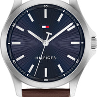 Tommy Hilfiger Men's 3H Quartz Watch, Leather Strap, Water Resistant 3 ATM, Modern Stylish Timepiece, Gift for Him, 42mm