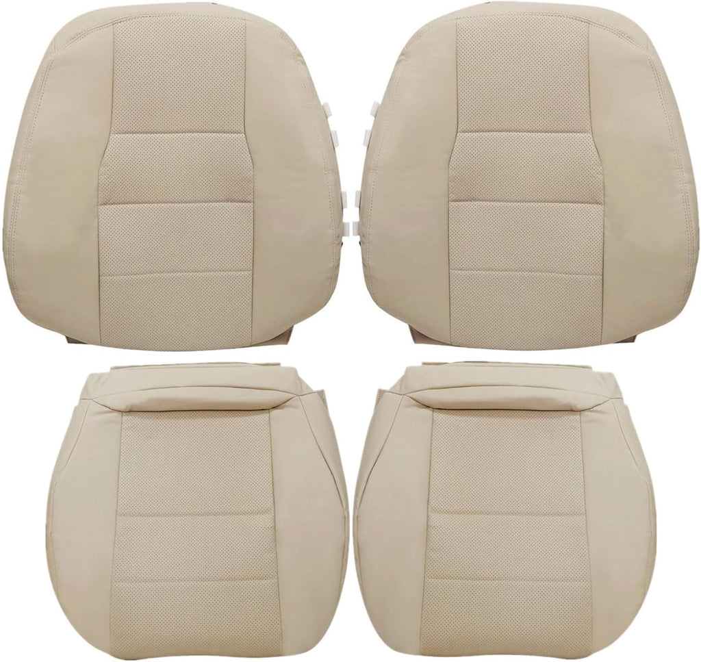 NLQR 4-Piece Front Seat Covers Ivory Microfiber Leather Driver & Passenger Bottom and Backrest Compatible with Mercedes