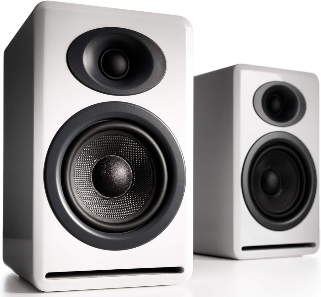 Audioengine P4 Passive Bookshelf Speakers – Compact Home Stereo Speakers - white
