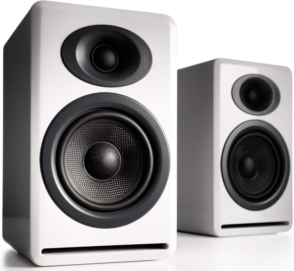 Audioengine P4 Passive Bookshelf Speakers – Compact Home Stereo Speakers - Bamboo