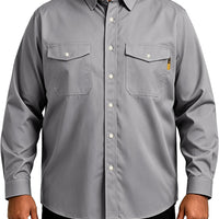 WORKWEYA Men's FR Flame Resistant Shirts 7.5oz Cotton Fire Retardant Welding Shirts NFPA 2112 Light Gray