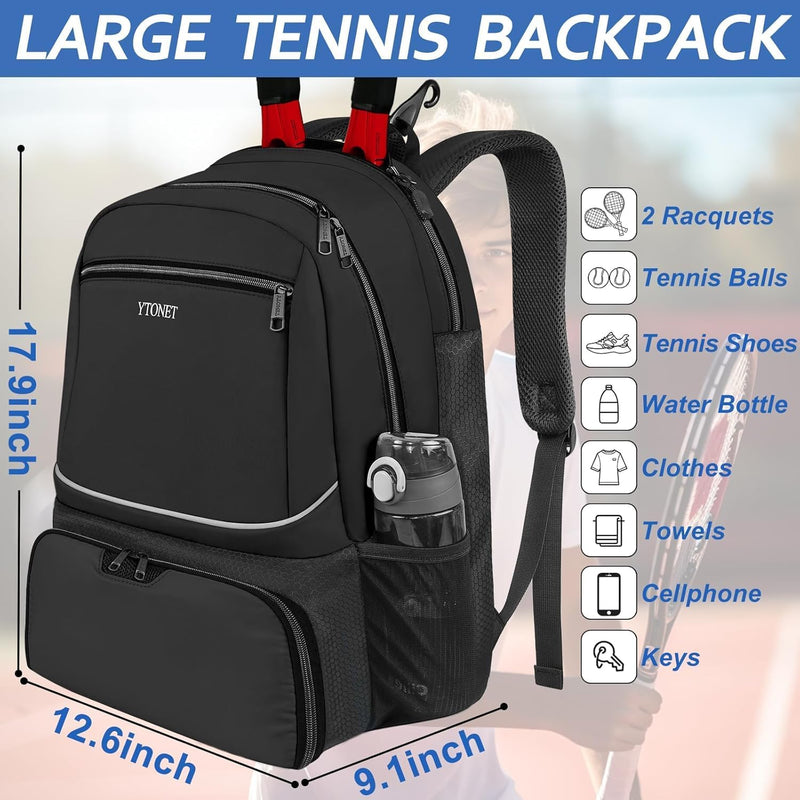 Ytonet - Mochila de tenis para mujer y hombre, 2 raquetas