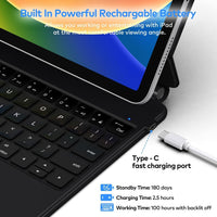 Funda con Teclado runelk para iPad 10.ª / 11.ª Gen (A16) - Lamp Black