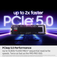 Samsung SSD 9100 PRO 2TB, PCIe 5.0x4 M.2 2280, Seq. Read Speeds Up to 14,700MB/s, Best for AI Computing, Gaming and Heavy Duty Workstations (MZ VAP2T0B/AM)