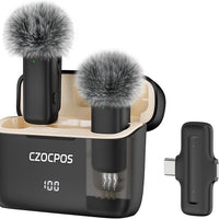 Wireless Lavalier Microphone for iPhone iPad Android with Charging Case,Lapel Mic with Noise Reduction,36H Battery Life,