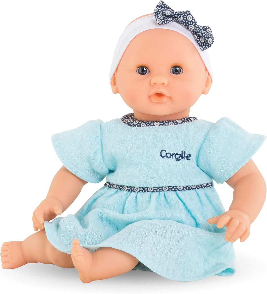 Corolle Bébé Calin Maud - 12" Soft Girl Baby Doll with Vanilla Scent, Blue Outfit & Sleeping Eyes for Girls Ages 18 Mont