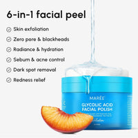 MAREE Almohadillas de ácido glicólico - Discos tonificantes para la limpieza facial - Disco exfoliante con aceite de árbol de té, ácido salicílico y vitaminas E, B3, B5 - Aparato para aclarar el acné