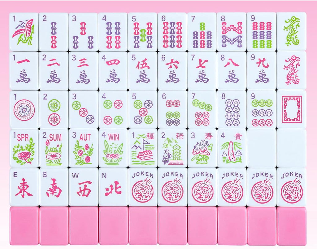 Majolicia 166 American Mahjong Tiles, 1.2" Melamine Mahjong Tiles Only, Pink Mahjong Tile Set