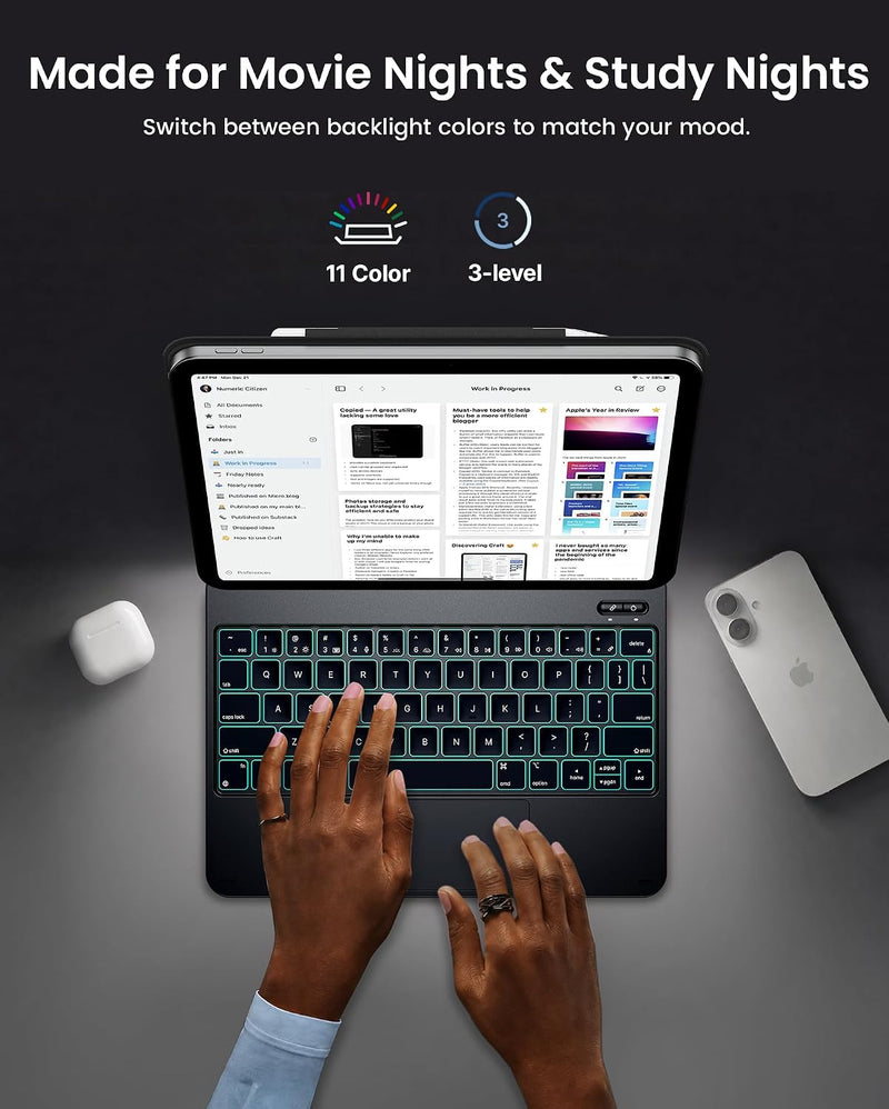 Funda con Teclado typecase Edge para iPad 11" (A16) / 10.ª Gen - Negro