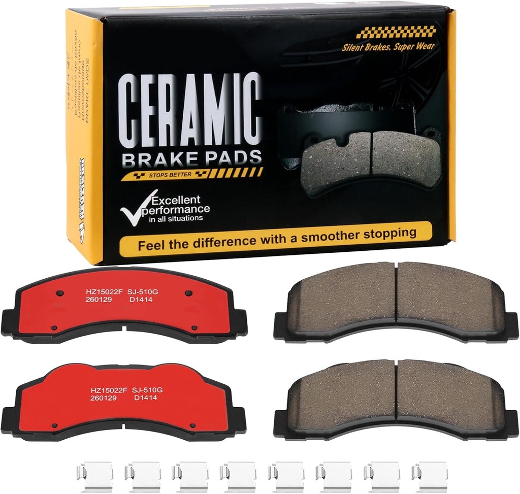 HECHENQICHE D1414 Front Ceramic Brake Pads Kit Fit For Ford Expedition 2010-2021, For Ford F-150 2010-2020, For Lincoln