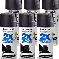 Rust-Oleum 334020-6PK Painter's Touch 2X Ultra Cover Spray Paint, 12 oz, Flat Black, 6 Pack