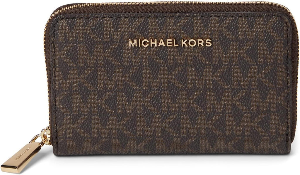 Michael Kors Jet Set Small Zip Around Card Case, Gold-Tone Hardware/Brown/Acorn