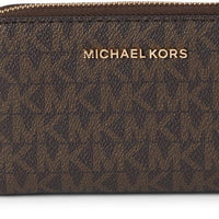 Michael Kors Jet Set Small Zip Around Card Case, Gold-Tone Hardware/Brown/Acorn
