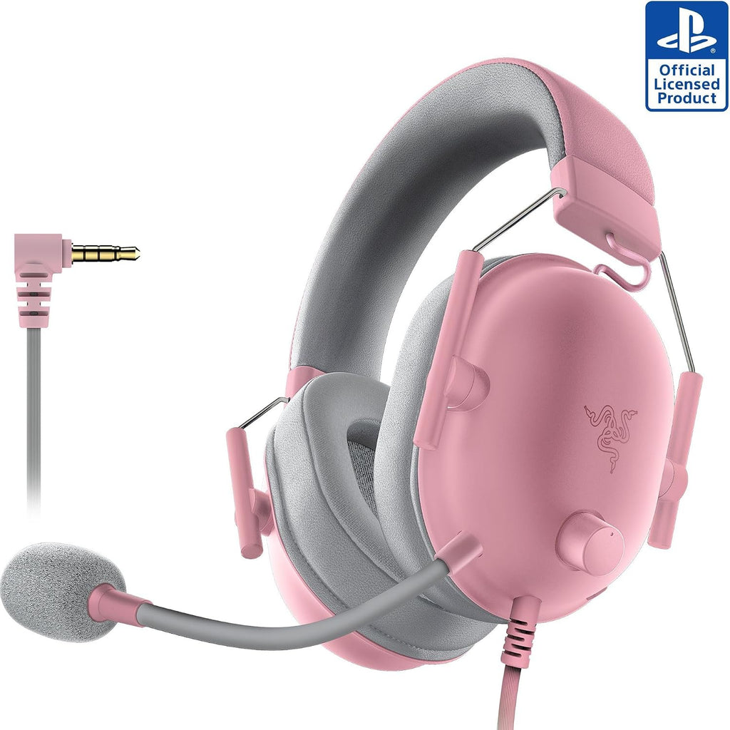 Razer BlackShark V2 X Wired PlayStation Gaming Headset, Pink | 50mm Drivers, Cardioid Mic, Lightweight, Comfortable Noise Isolating Earcups, For PS5, Xbox Series X, PC, Switch, 3.5 mm Jack
