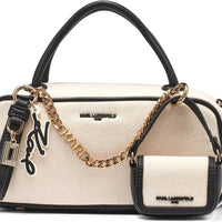 KARL LAGERFELD Paris Women's Zaylia Crossbody Bag, Natural/Black, One Size