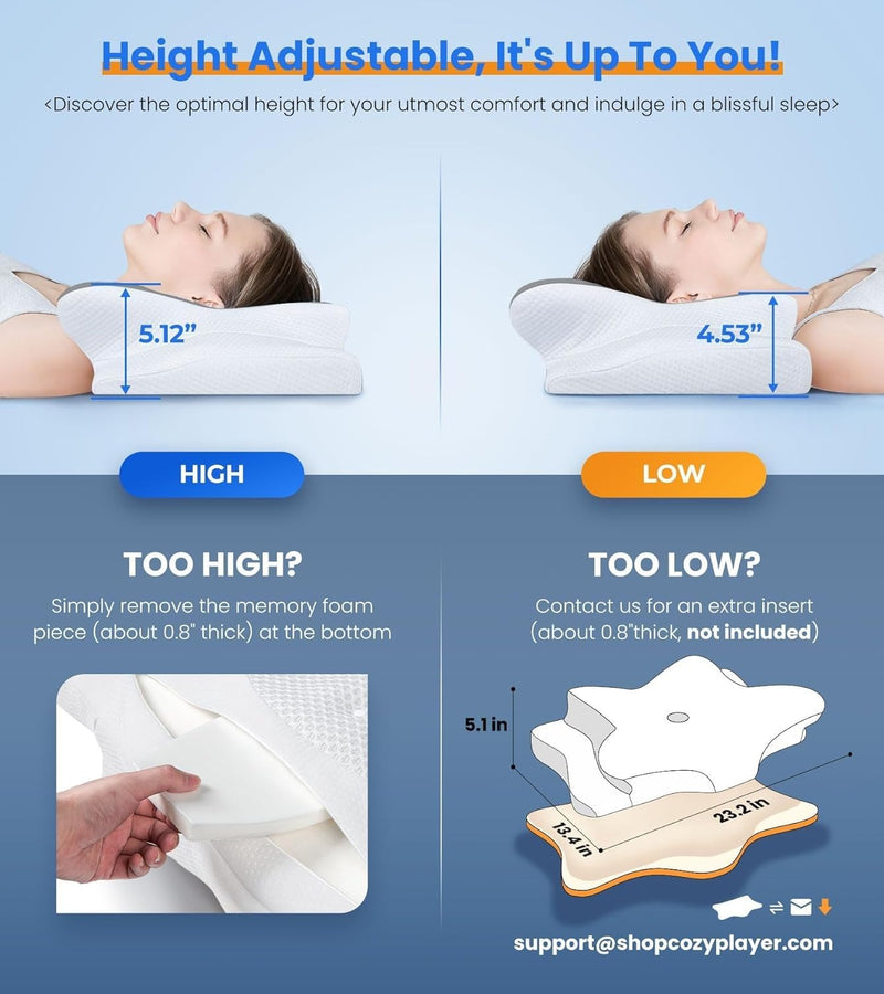 Cozyplayer Ultra Pain Relief Cooling Pillow for Neck Support