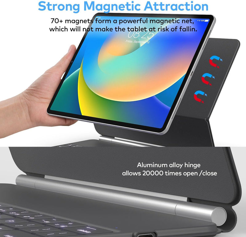 Funda con Teclado runelk para iPad Air 11" (M4/M3/M2) y Pro 11" - Gris