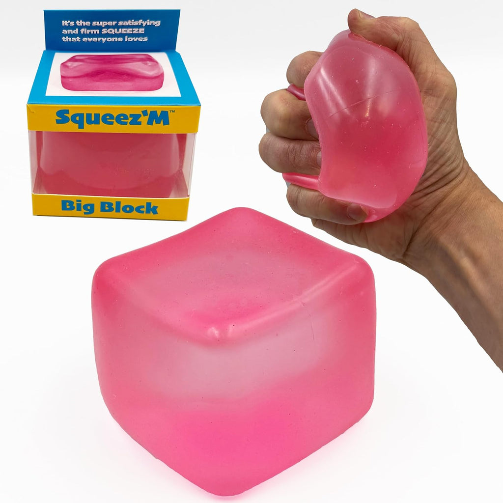 Original Big Block Premium Stress Cube, Pink Squishy Fidget Toy, Adults