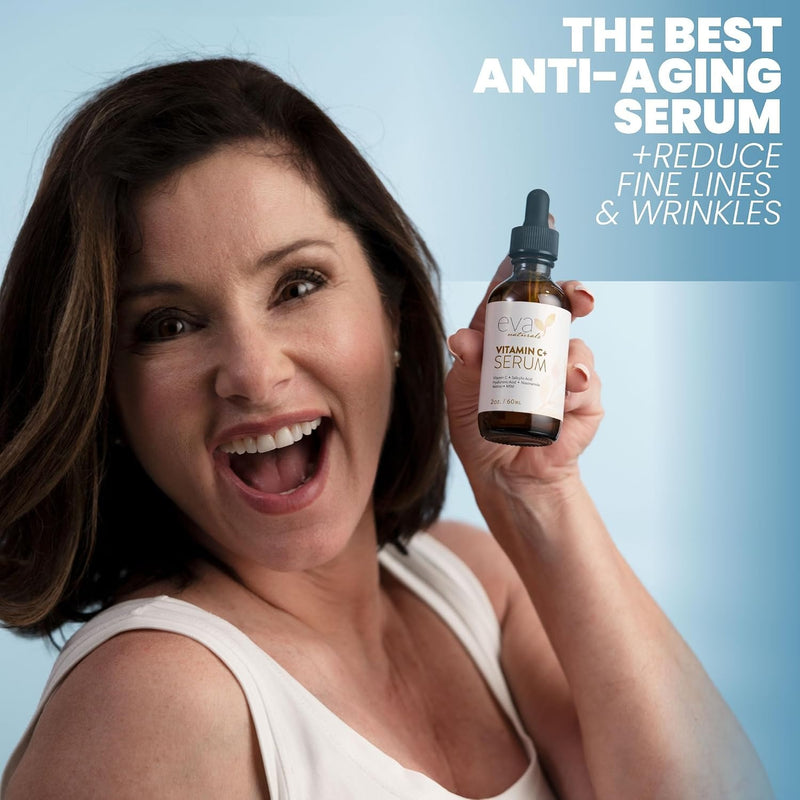 Eva Naturals Suero de vitamina C Plus, 2 % retinol, 3,5 % niacinamida, 5 % ácido hialurónico, 2 % ácido salicílico, 10 % MSM, 20 % vitamina C, suero para limpieza de piel, reparador de piel antienveje