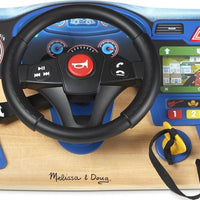 Melissa & Doug Vroom & Zoom, Interactive Wooden Dashboard, Racing Car Steering Wheel Toy, Lights & Sounds, Preschool Lea