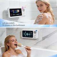 Waterproof Shower Phone Holder for iPhone, Bathroom Fan with Speaker