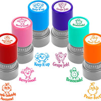 6Pcs Fruit Teacher Stamps for Classroom, Self Inking Grading Stamps Set