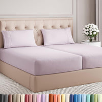 Split King Size 5 Piece Sheet Set - Breathable & Cooling - Light Lavender