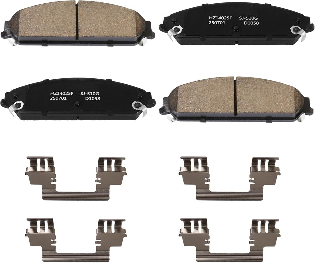 HECHENQICHE D1058 Front Ceramic Brake Pads Kit Fit For Chrysler 300 2005-2023, For 200 2013-2014, For Dodge Charger 2006