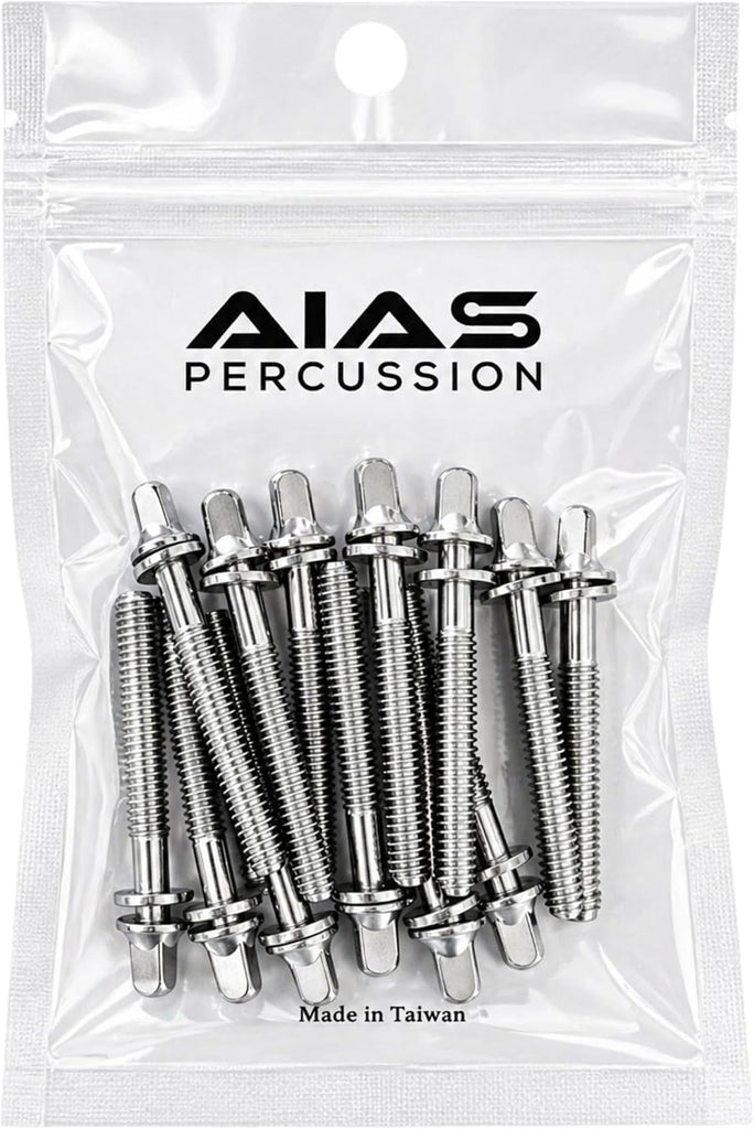 AIAS 3 1/2 Inch (89mm) Chrome Plated Drum Tension Rods 12 Pack with Washers | Replacement Tuning Screws for Snare and To